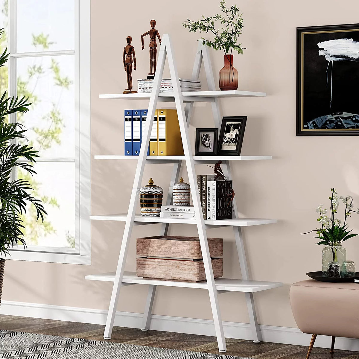 4-Tier White Bookshelf Y822699