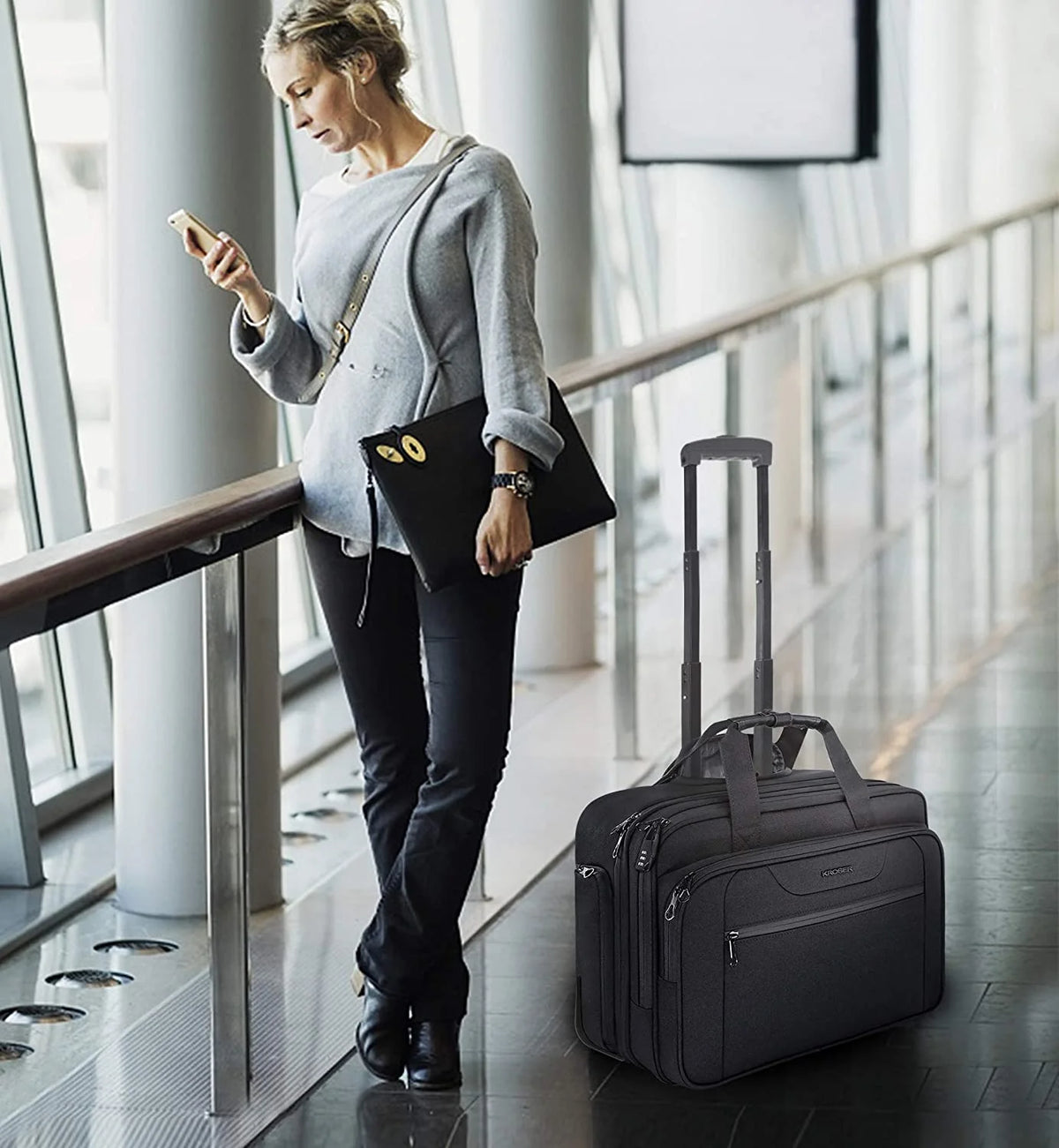 Rolling Laptop Bag Briefcase for 17.3" Laptop, Black L904