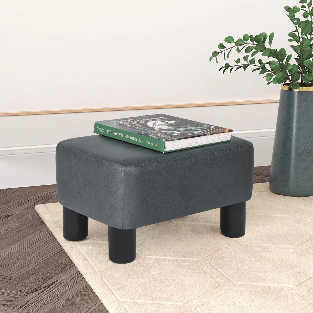 Fabric Rectangular Footstool Ottoman E1655