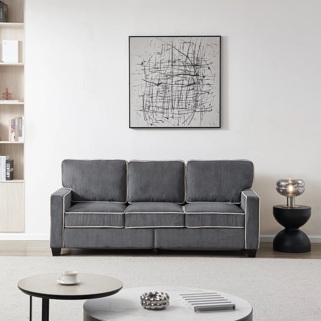 Dark Grey Corduroy Sofa with Storage K55689