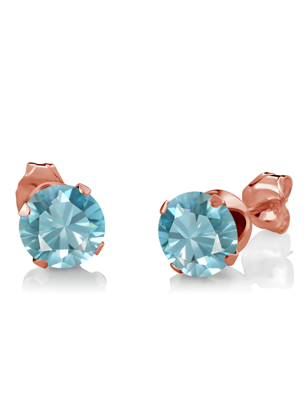 18K Rose Gold Plated Silver Blue Zircon and White Diamond Pendant and Earrings Jewelry Set V920
