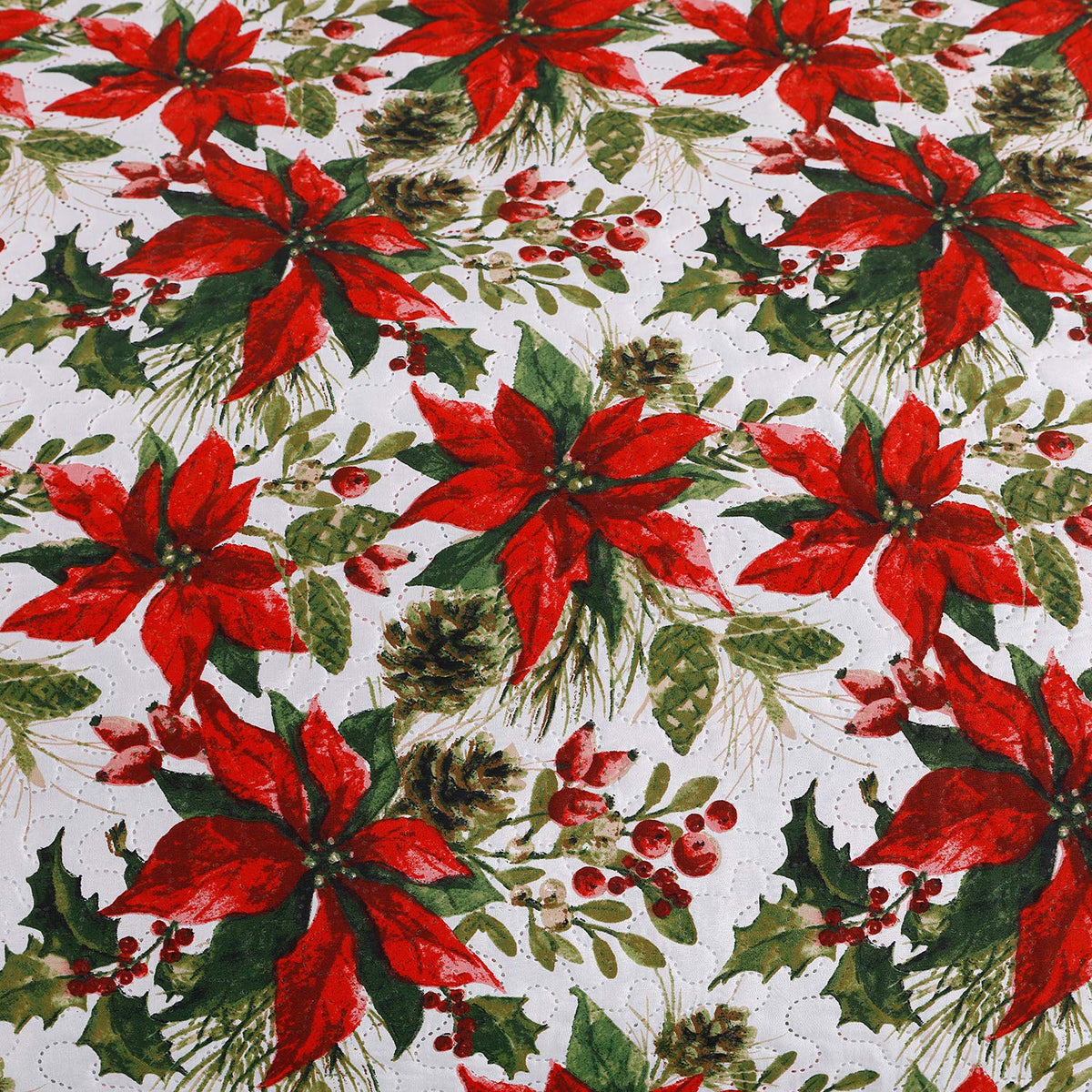King Size Poinsettia Floral Lightweight Bedspread Coverlet with Pillow Shams Y867940