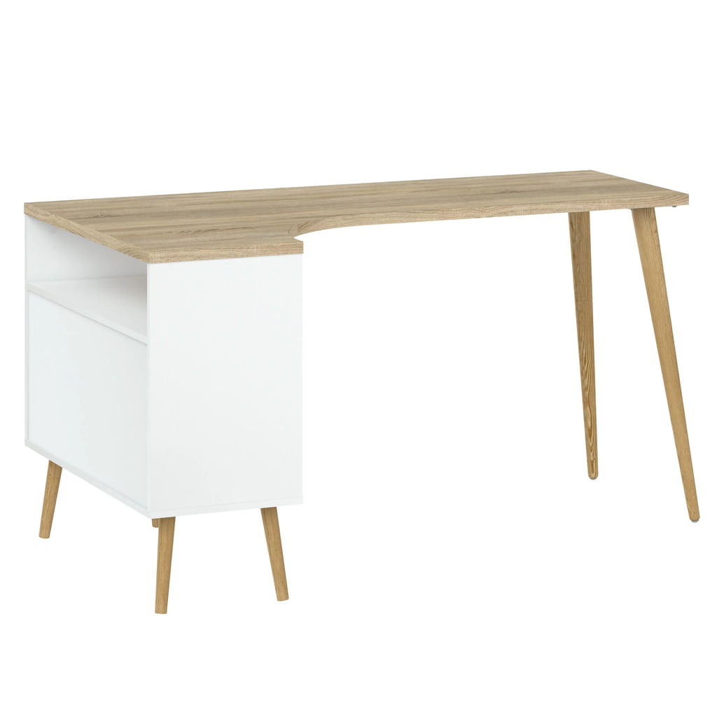 White and Oak 2 Drawer 3 Shelf Desk E796966