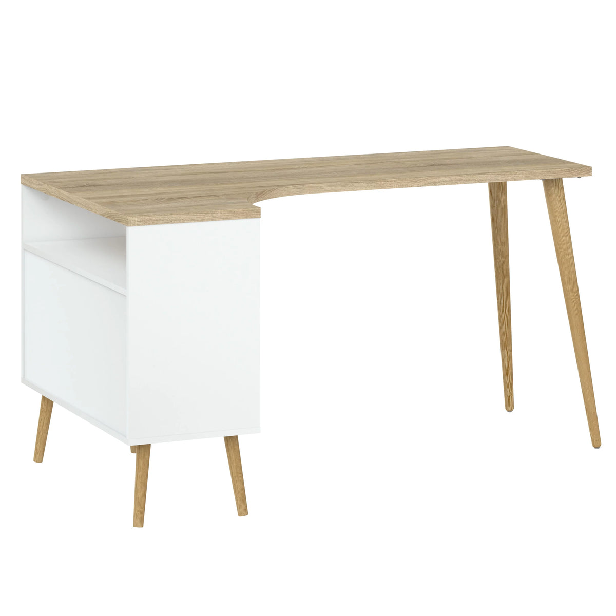 White and Oak 2 Drawer 3 Shelf Desk E796966