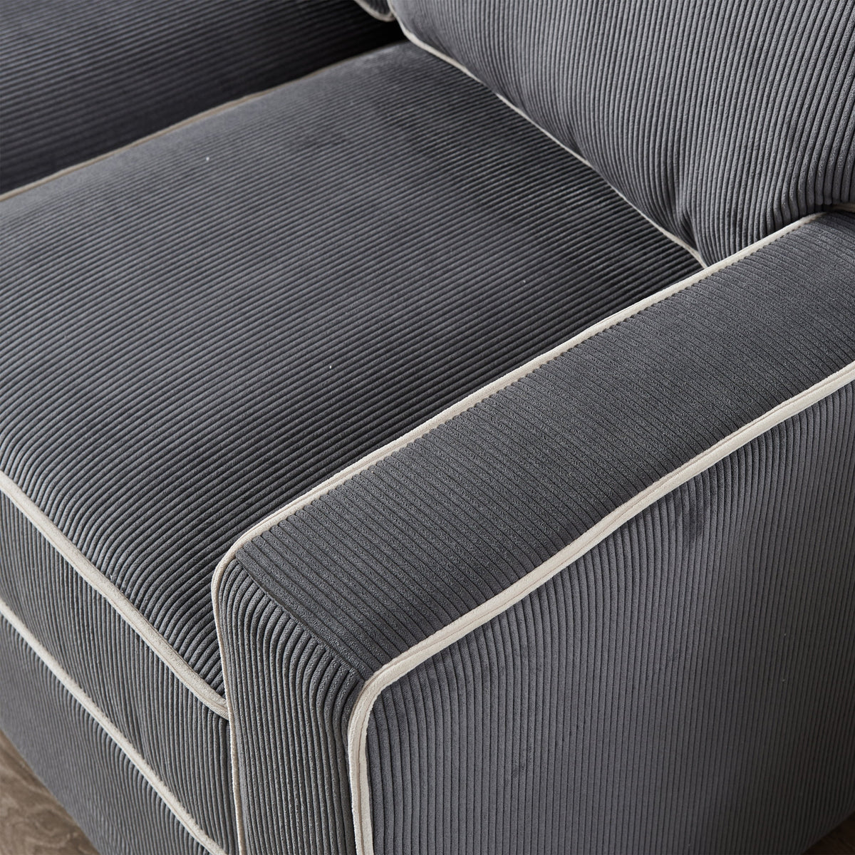 Dark Grey Corduroy Sofa with Storage K55689