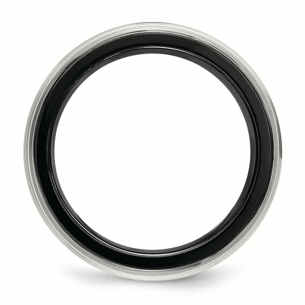 Black Ti & Titanium Polished Grooved Ring P7439