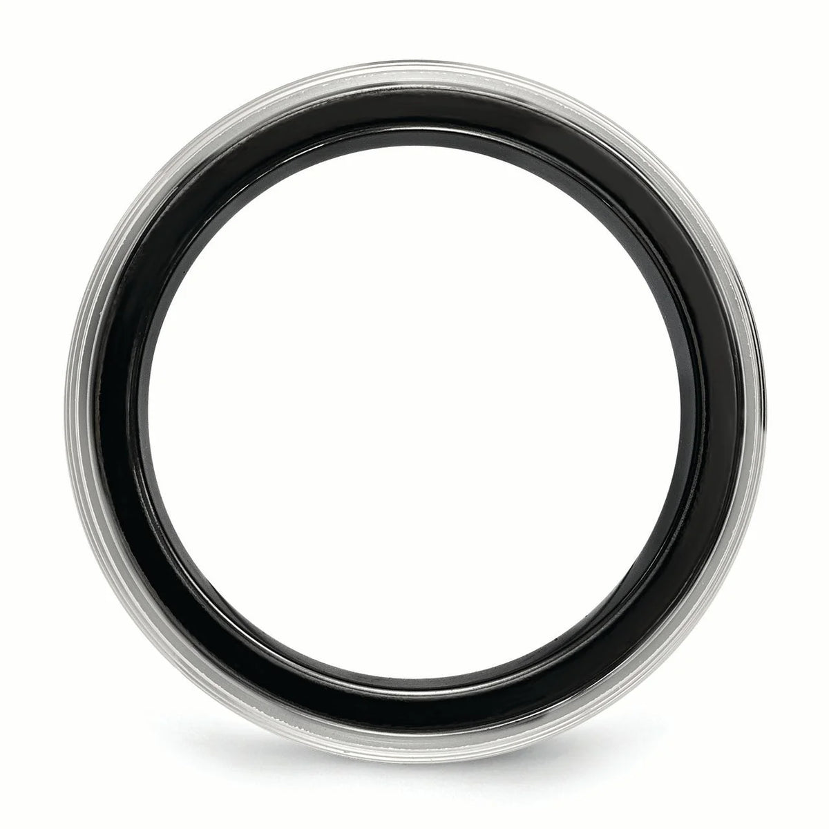 Black Ti & Titanium Polished Grooved Ring P7439