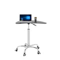 Adjustable Height Black Tempered Glass Table Desk with Lockable Wheels D3802