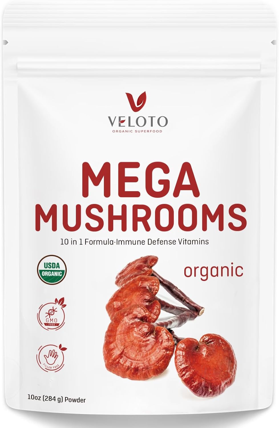 10 in 1 Organic Mushroom Extract Powder Supplement, 10oz T299