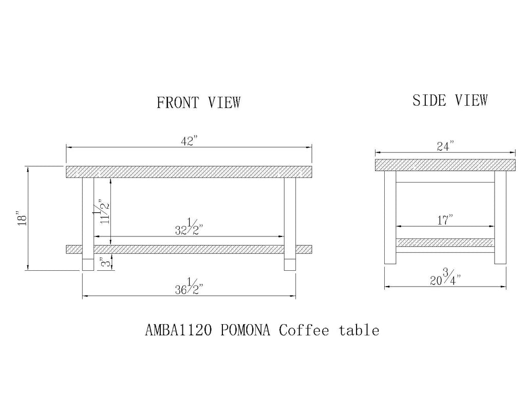 42" Metal and Wood Coffee Table B45579