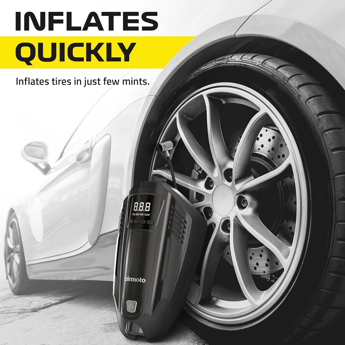 Portable Tire Inflator Air Compressor with Auto-Shutoff and LED Light E2962