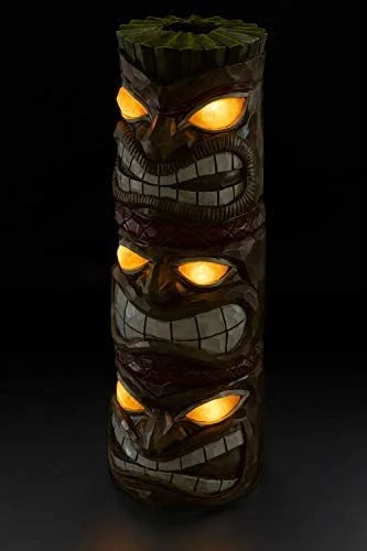 Triple Tiki Totem Solar Powered LED Outdoor Decor Garden U192911