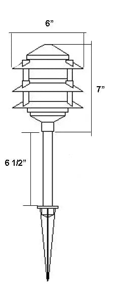 3-Watt LED Low-Voltage Cast Aluminum 3 Tier Pagoda Landscape Light P76950