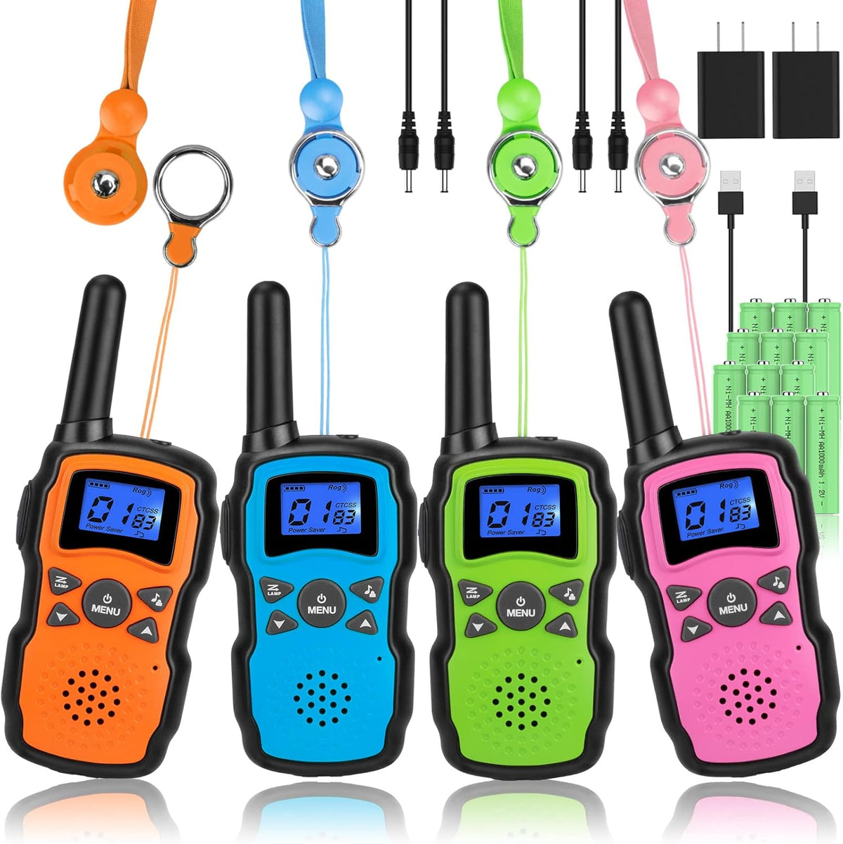Rechargeable 4 Pack 2 Way Radio with 2 USB Chargers 12000mAh Battery V405