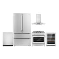 36 Dual Fuel Range, Wall Mount Range Hood, Dishwasher, Refrigerator with Ice Maker and Wine Cooler V8623
