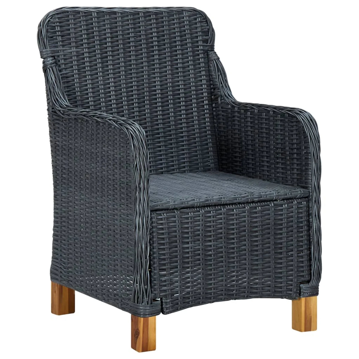 2 pcs Poly Rattan Dark Gray Patio Chairs with Cushions N589865