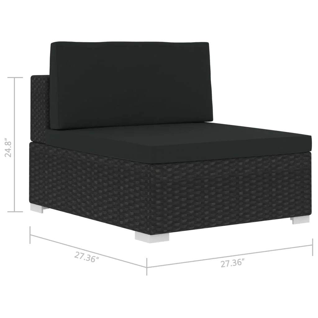 Black Poly Rattan Patio Sofa Set with Cushions V38294