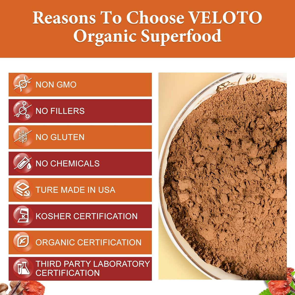 10 in 1 Organic Mushroom Extract Powder Supplement, 10oz T299