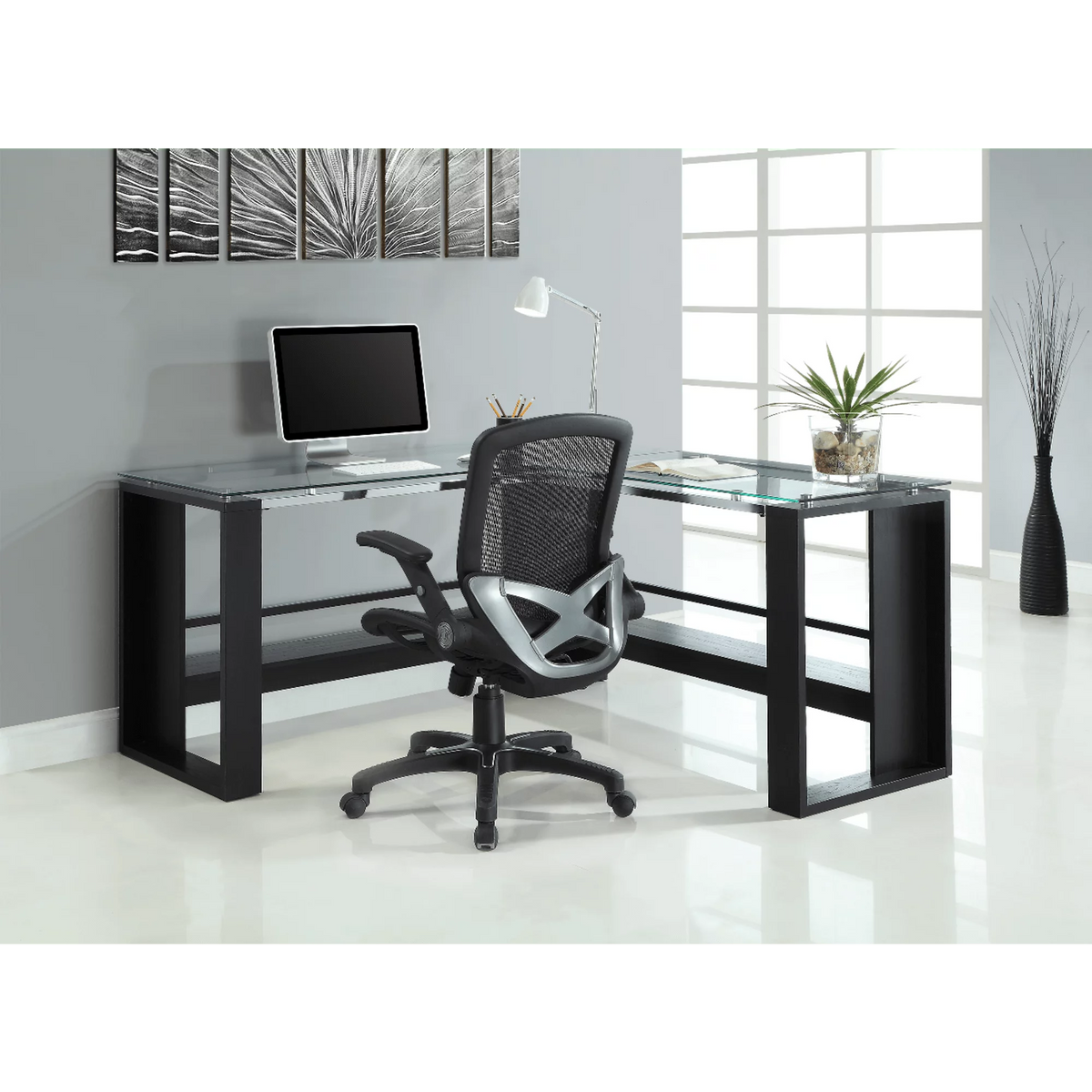 Espresso L-Shape Corner Desk R9513