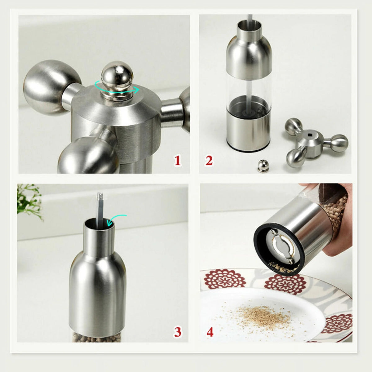 Stainless Steel Core Salt Pepper Spice Grinder H47229
