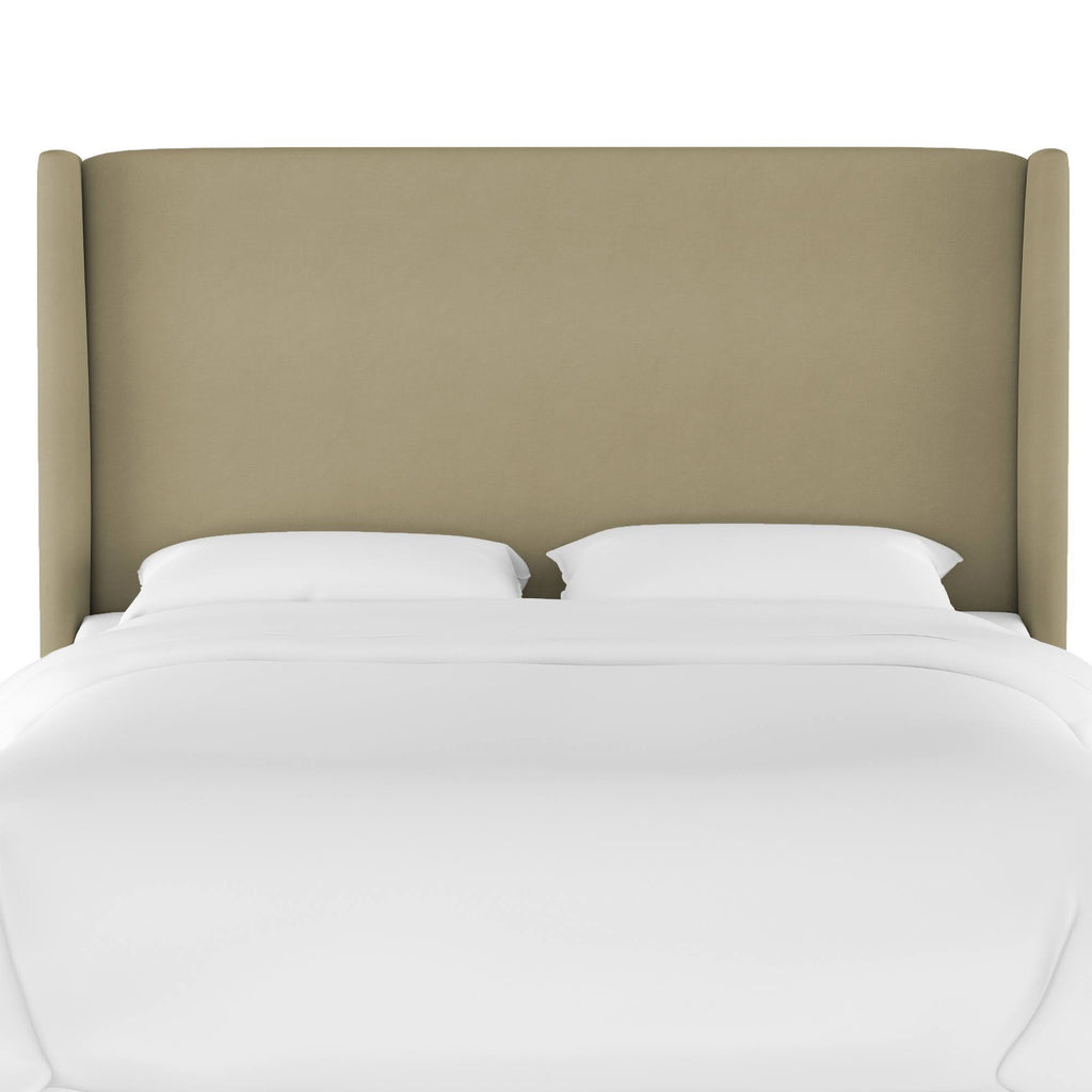 California King Tan Velvet Wingback Headboard C671