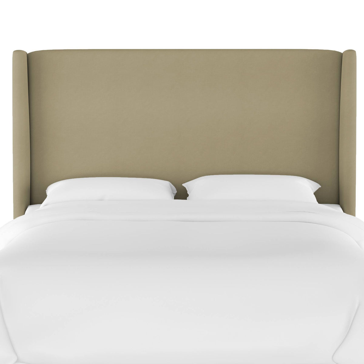 California King Tan Velvet Wingback Headboard C671