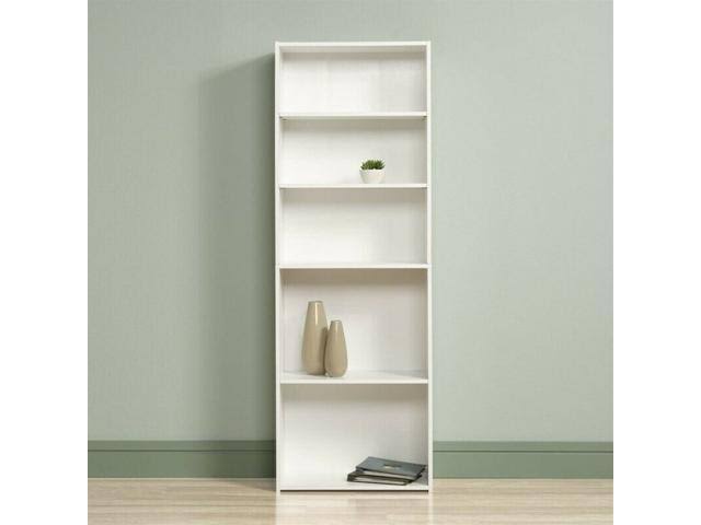 5-Shelf Engineered Wood Bookcase in Soft White V39491