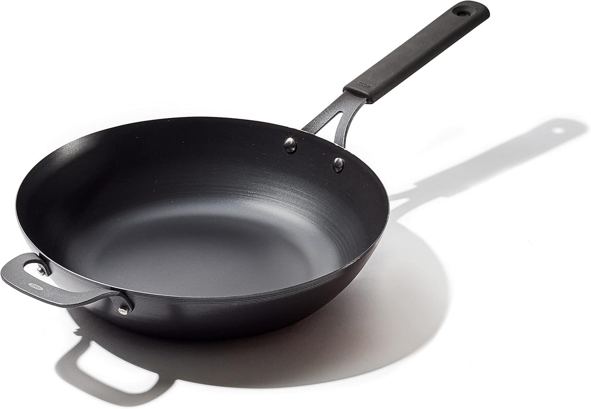 12 Carbon Steel Wok Pan with Silicone Handle Holder U8811