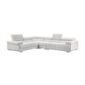 White Leather Right Facing Chaise Sectional Sofa O8632