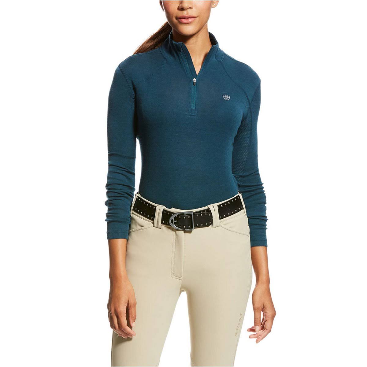 Ladies Wool 1/4 Zip Top Black Y7830
