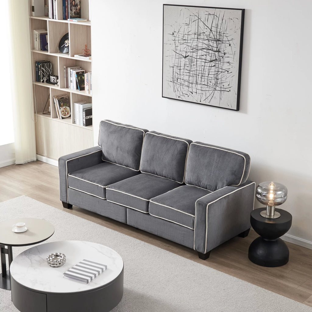 Dark Grey Corduroy Sofa with Storage K55689