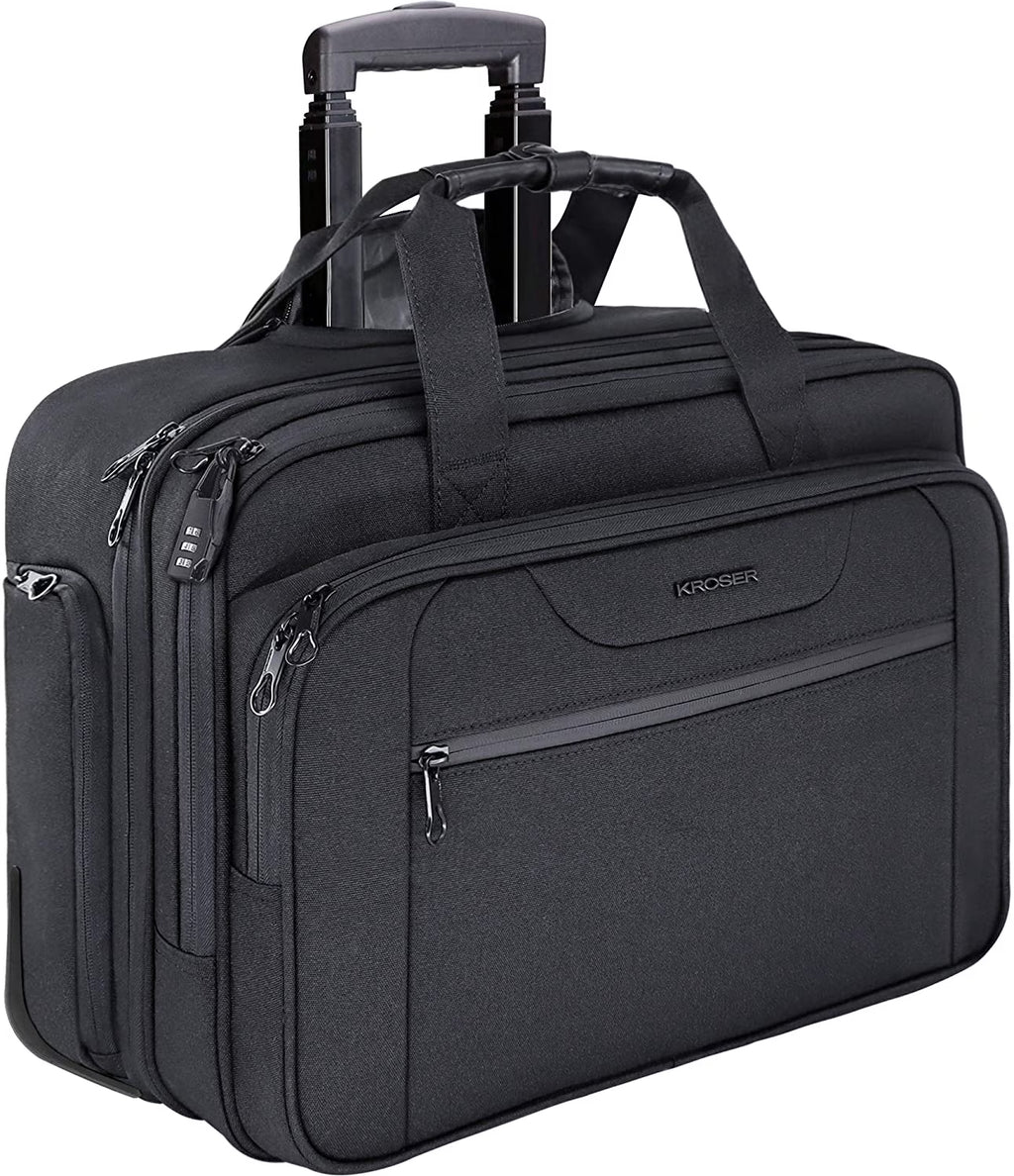 Rolling Laptop Bag Briefcase for 17.3" Laptop, Black L904