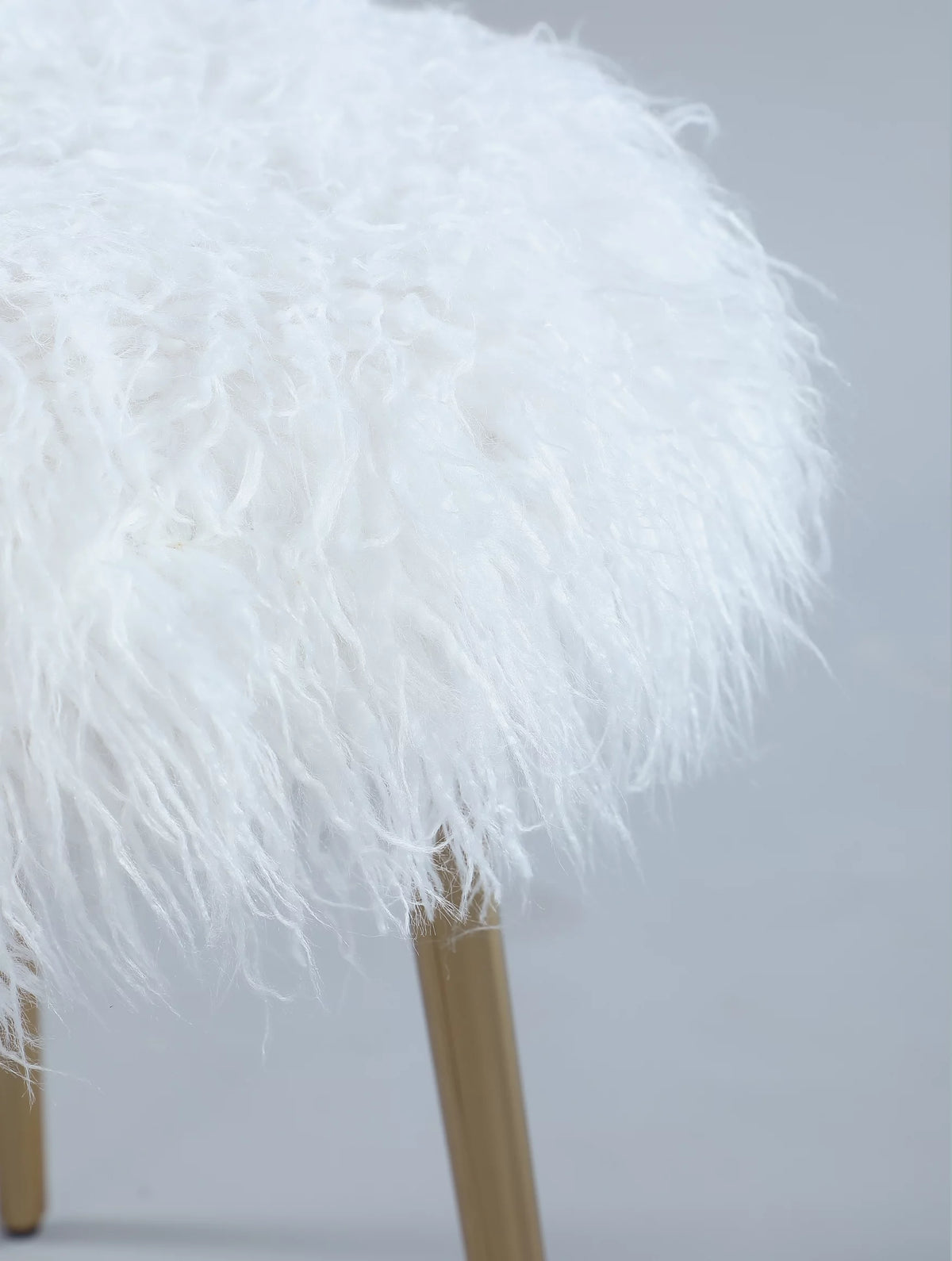 White Faux Fur Accent Ottoman F9611