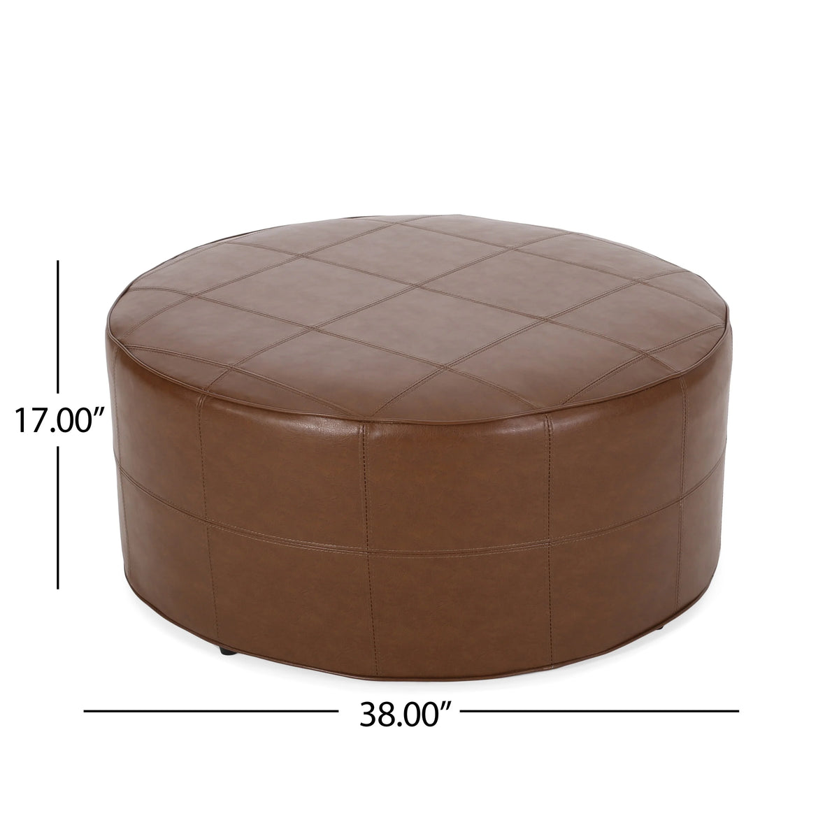 Cognac Brown Large Faux Leather Ottoman W82619