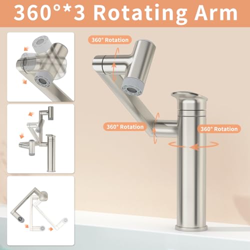 1080° Rotatable Height Adjustable Single Handle Bathroom Vanity Faucet with Temperature Display N8616