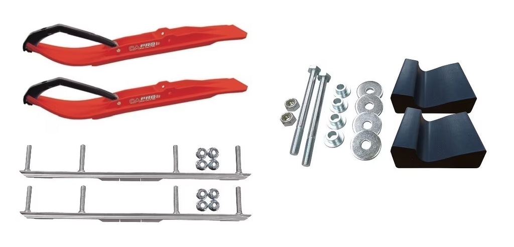 Red XT Snowmobile Skis with 4.5" Shaper Bars Complete Kit E97989