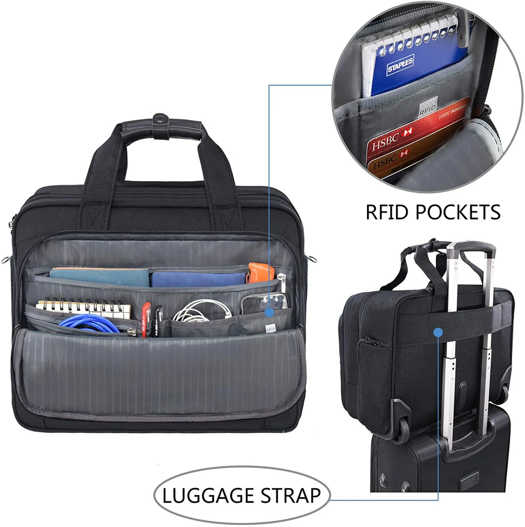 Rolling Laptop Bag Briefcase for 17.3" Laptop, Black L904