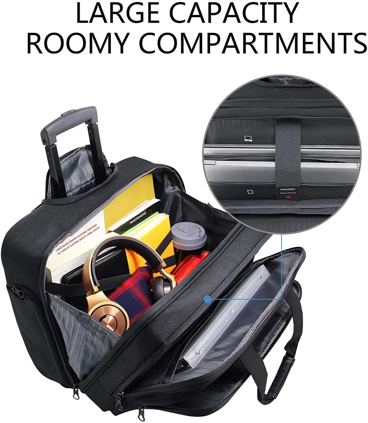 Rolling Laptop Bag Briefcase for 17.3" Laptop, Black L904