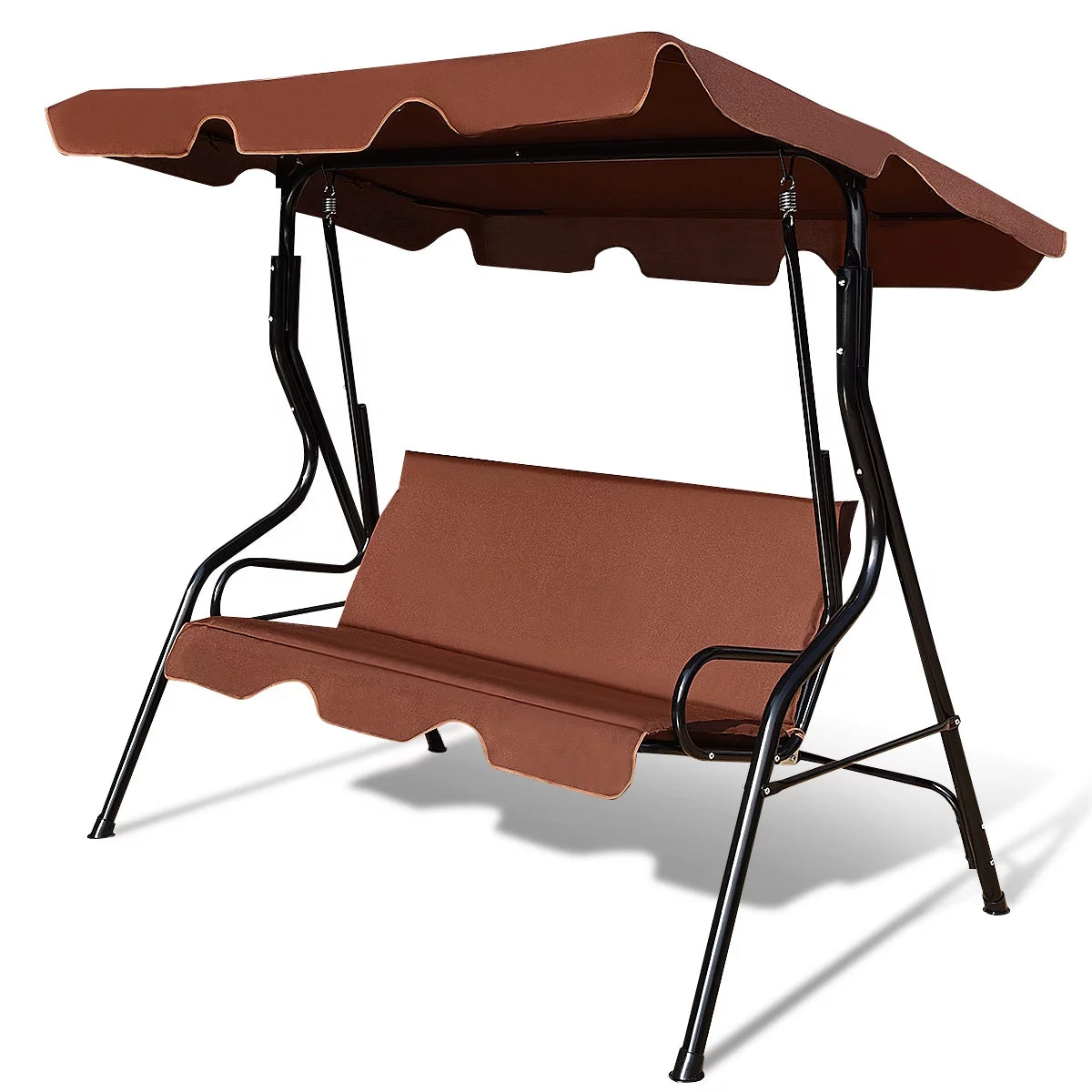 3 Seats Cushioned Steel Frame Patio Canopy Swing G184766