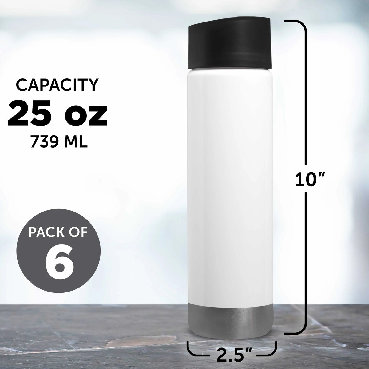 6 Pack 25 oz PET Plastic Water Bottles V634