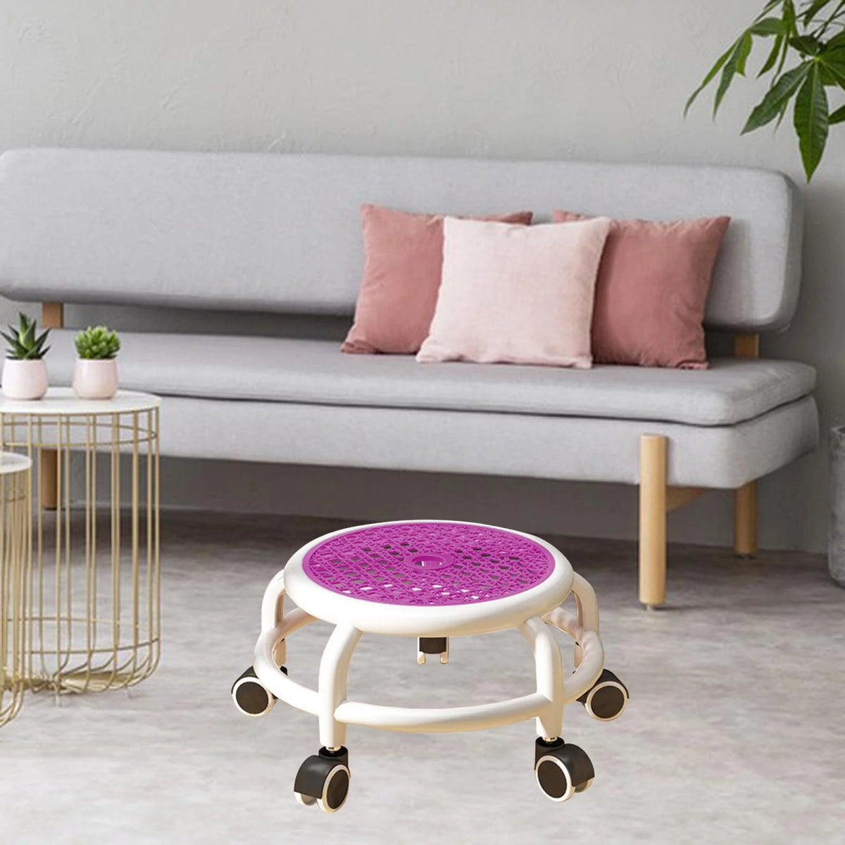 Violet Stool with Universal Wheels Z389