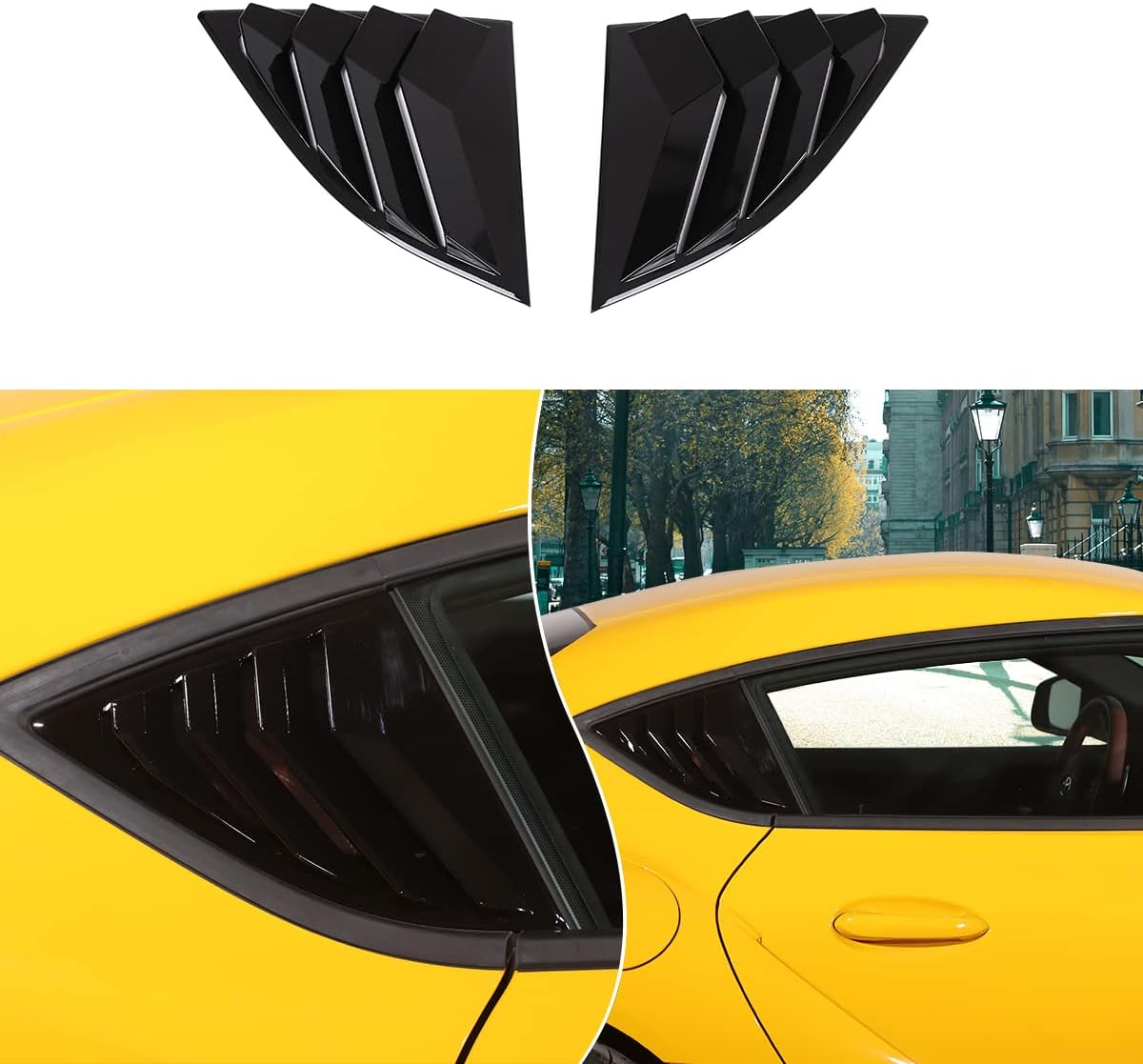 Carbon Fiber Pattern Black Rear Side Window Louver Cover H218