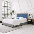 Blue/Gray King Upholstered Platform Bed with Headboard U122041