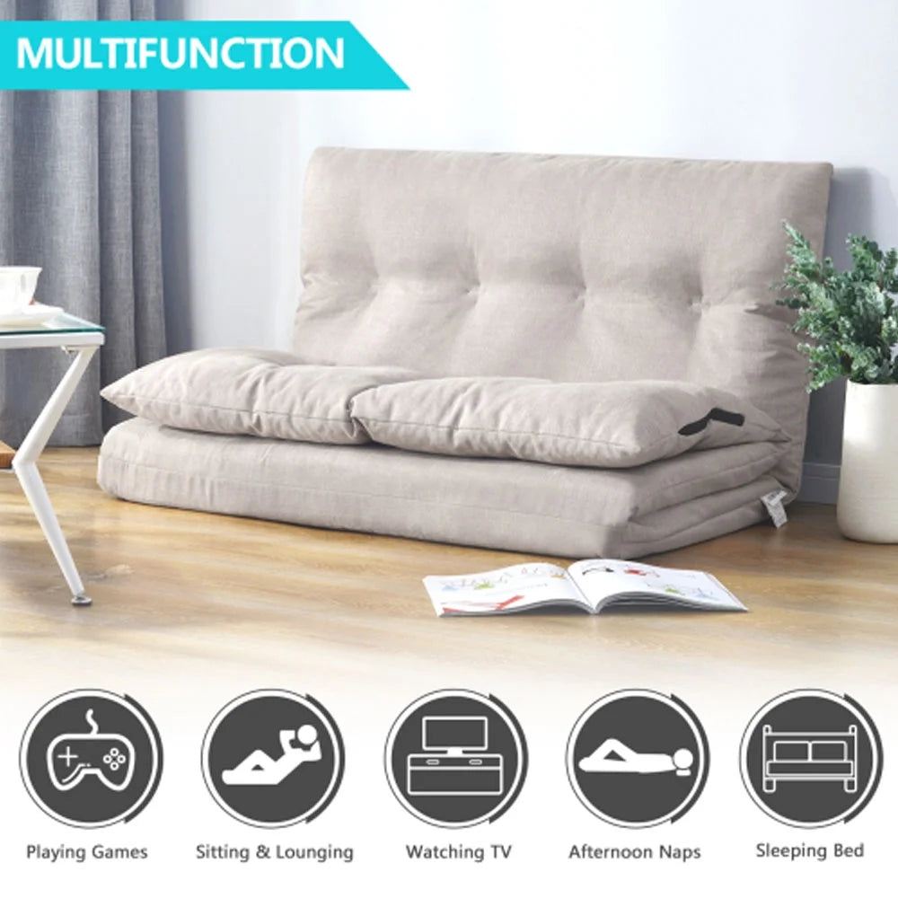 Beige Fabric Folding Chaise Lounge Sofa S472249
