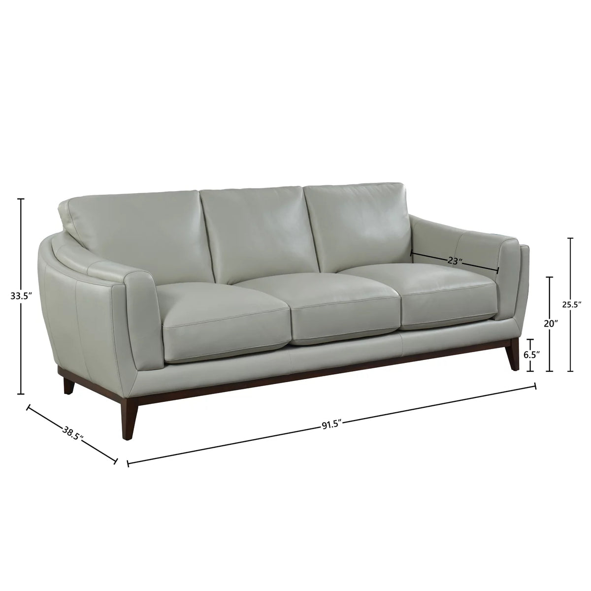 White Wood and Top Grain Leather Sofa Z944