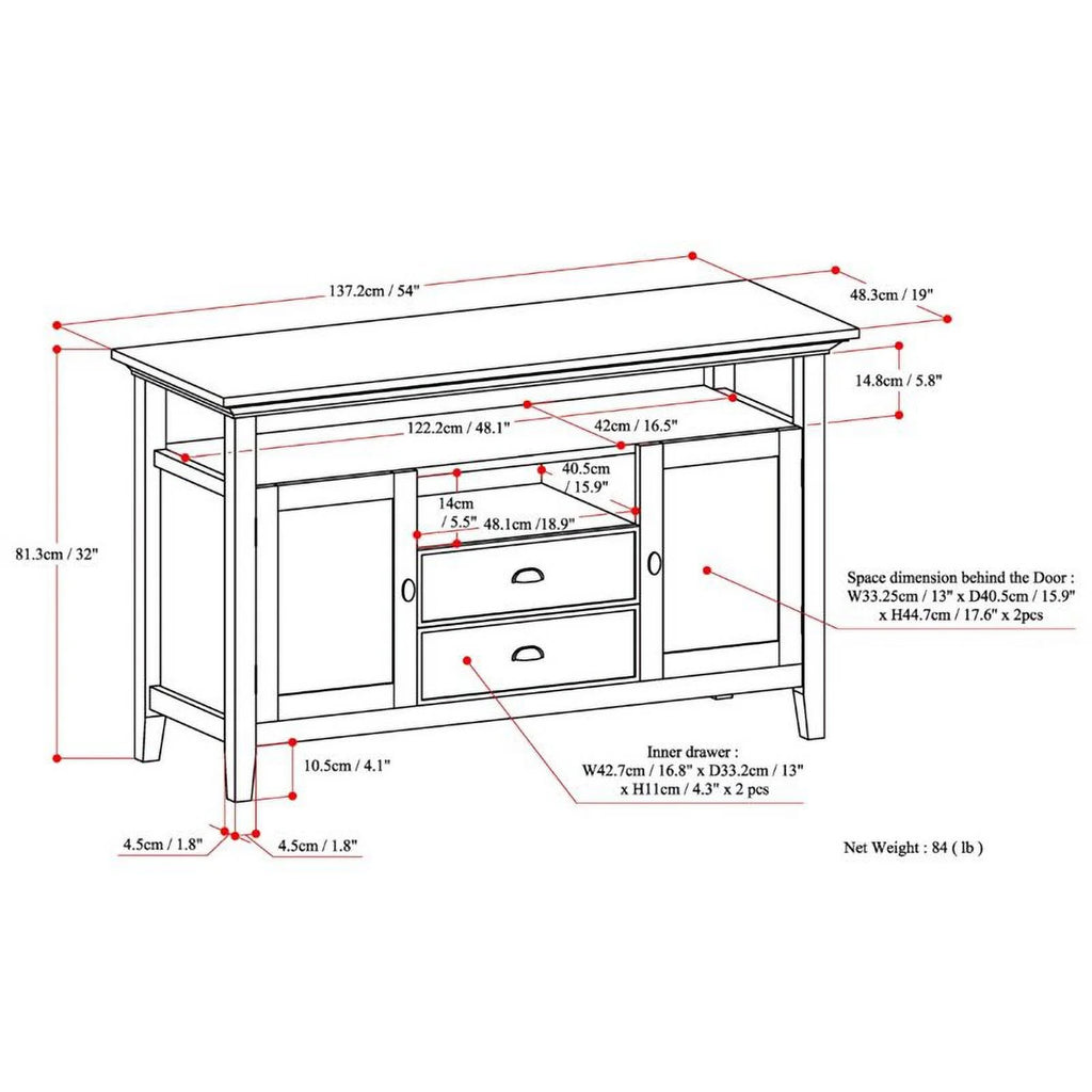 54" Gray Wood TV Media Stand H767241