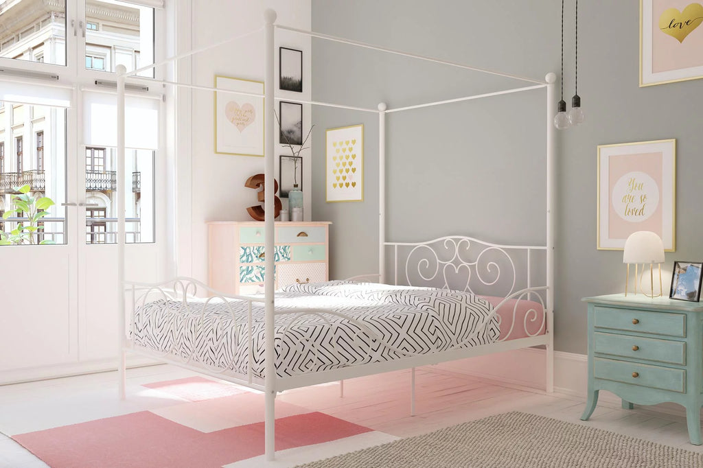 Pink Twin Metal Canopy Bed E6530
