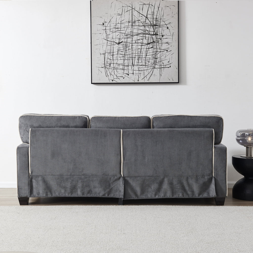 Dark Grey Corduroy Sofa with Storage K55689