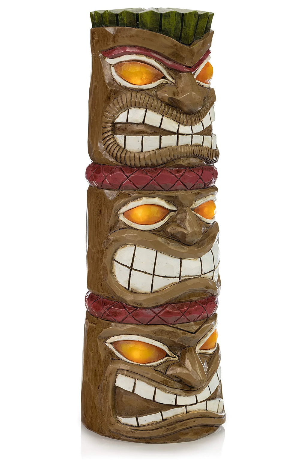 Triple Tiki Totem Solar Powered LED Outdoor Decor Garden U192911