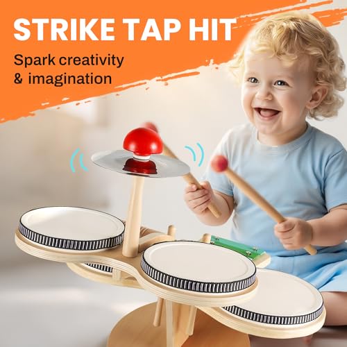Wooden 8 in 1 Percussion Drum Kit with Xylophone Cymbal M5210